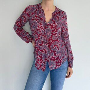 Lucky Brand Paisley Boho Blouse Rayon Size XS